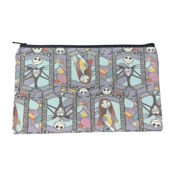 Jack Skellington Sally Canvas Zip Make-Up Money Anything Pouch 8"x5" #2 - Picture 1 of 2